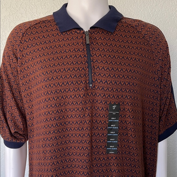 Shaquille O’Neal 2XLT Short Sleeve Knit Polo Geometric Pattern Casual Top - Picture 3 of 5